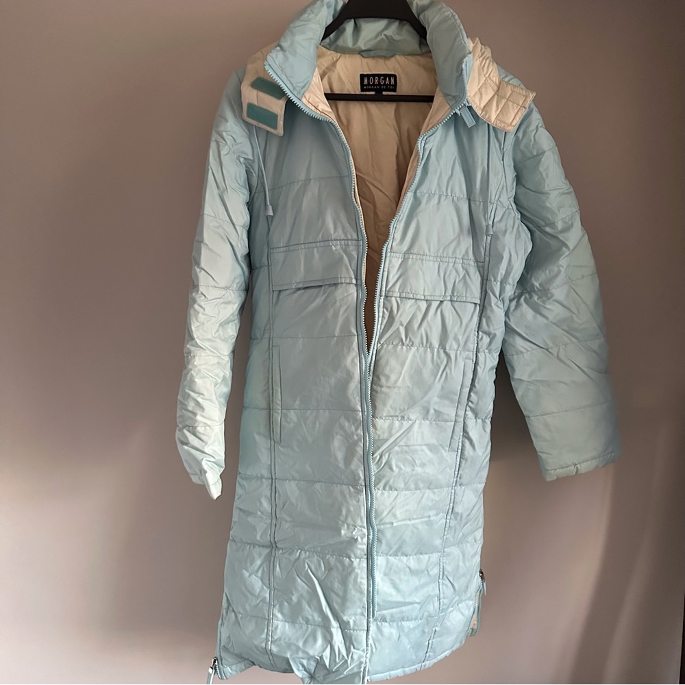 Morgan de Toi Long Puffer Jacket Light Blue